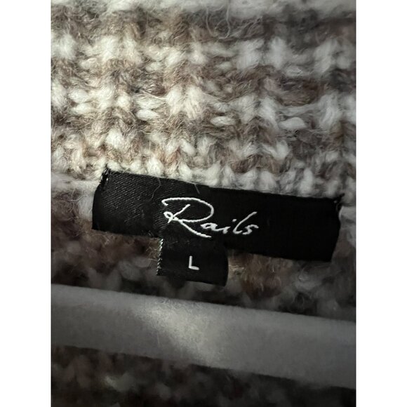 Rails Echo Chunky Roll Neck Pullover Sweater in Brown Striped Womens Size L - Picture 6 of 9